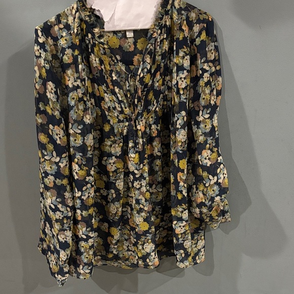 LC Lauren Conrad Navy Floral Women's Top - Picture 2 of 8